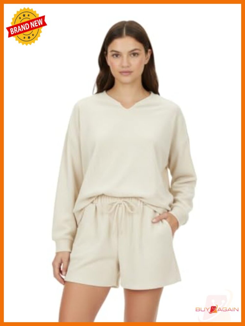 Oversized Knit Sweatshirt & High Waist Pocket Shorts 2 Piece Lounge Set